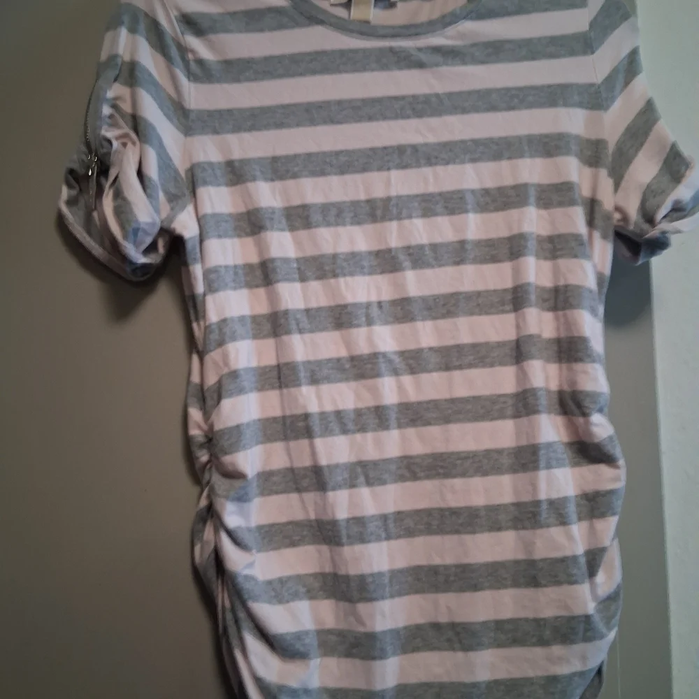 Michael Kors Pink and Gray Striped Tee